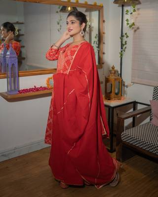 Red embroidered cotton ethnic-kurtis 3