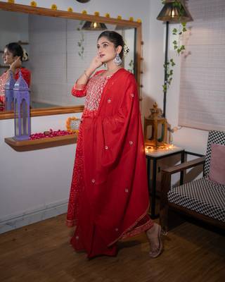 Red embroidered cotton ethnic-kurtis 3