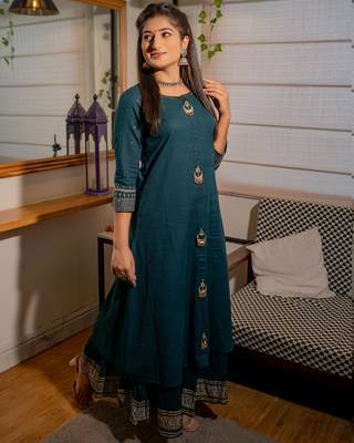 Green plain cotton ethnic-kurtis 3