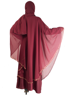 Maroon brasso art silk abaya 3