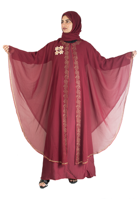 Maroon brasso art silk abaya 5