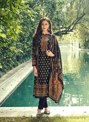 black velvet semi stitched printed TOP & BOTTOM WITH DUPATTA 1