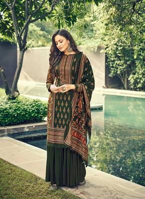 green velvet semi stitched printed TOP & BOTTOM WITH DUPATTA 1