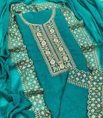Kimisha Women's Turquoise Georgette Embroidery Diamond Work Unstitched Dress Material
