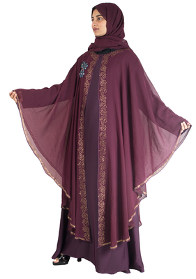 Purple brasso art silk abaya 2