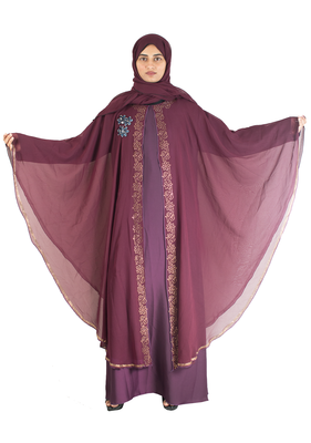 Purple brasso art silk abaya 4