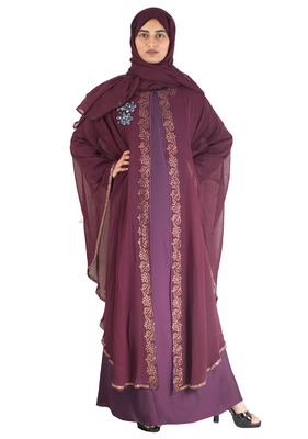 Purple brasso art silk abaya 5