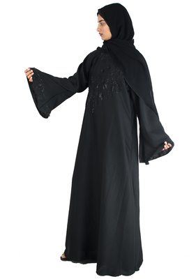 Black brasso art silk abaya 2