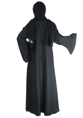 Black brasso art silk abaya 3