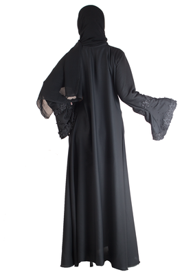 Black brasso art silk abaya 3