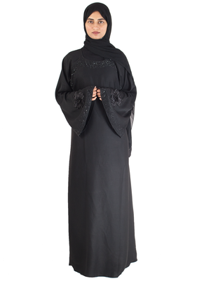 Black brasso art silk abaya 1
