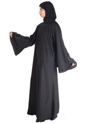 Black brasso art silk abaya 2