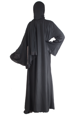 Black brasso art silk abaya 3