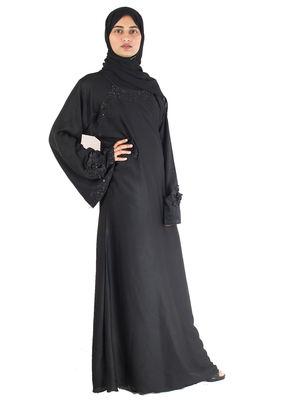 Black brasso art silk abaya 4