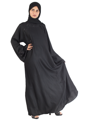 Black brasso art silk abaya 5