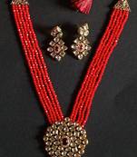 Red Polki Pearl Kundan Necklace Sets