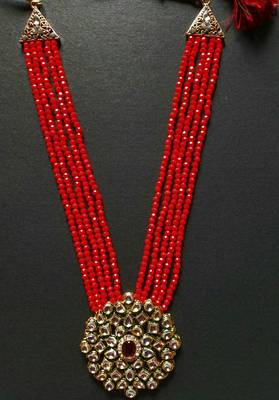 Red Polki Pearl Kundan Necklace Sets 3