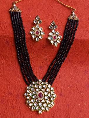 Black Polki Pearl Kundan  Necklace Sets 2