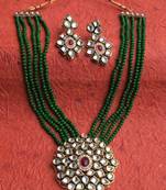 Green Polki Pearl Kundan Necklace Sets
