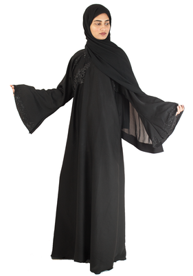 Black brasso art silk abaya 2