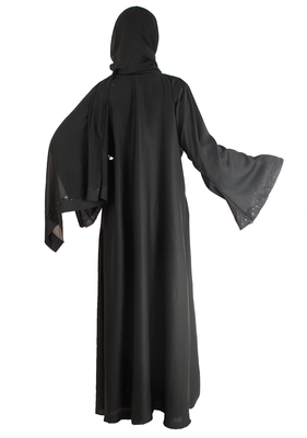 Black brasso art silk abaya 3
