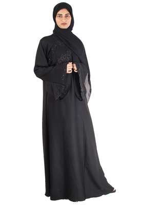 Black brasso art silk abaya 4