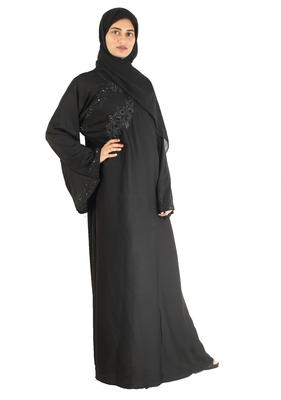 Black brasso art silk abaya 5