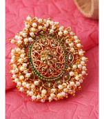 Gold Tone Embellished With Pearls Adjustable Finger Ring