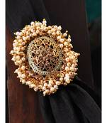 Gold Tone Embellished With Pearls Adjustable Finger Ring