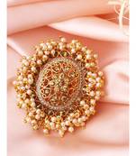 Gold Tone Embellished With Pearls Adjustable Finger Ring