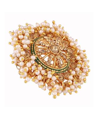 Gold Tone Embellished With Pearls Adjustable Finger Ring 3