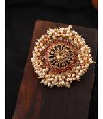 Gold Tone Embellished With Pearls Adjustable Finger Ring