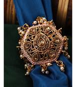 Gold Tone Embellished With Pearls Adjustable Finger Ring