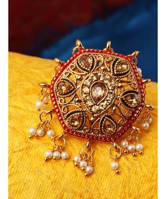 Gold Tone Embellished With Pearls Adjustable Finger Ring 1