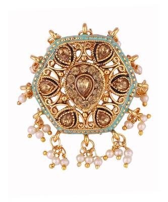 Gold Tone Embellished With Pearls Adjustable Finger Ring 2