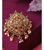 Gold Tone Embellished With Pearls Adjustable Finger Ring