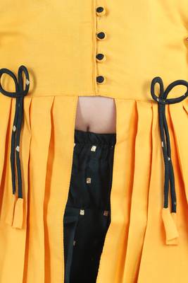 Yellow plain raw silk girls-top-bottom 5