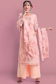 Peach embroidered cotton salwar