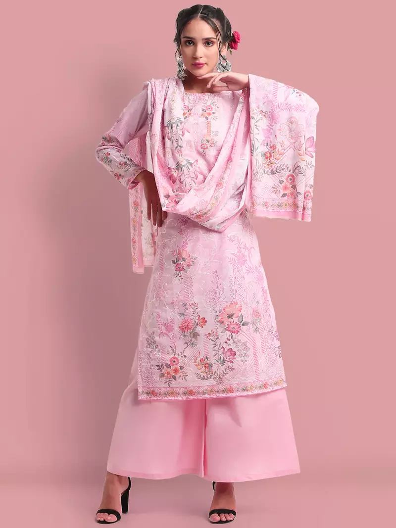 Pink embroidered cotton salwar