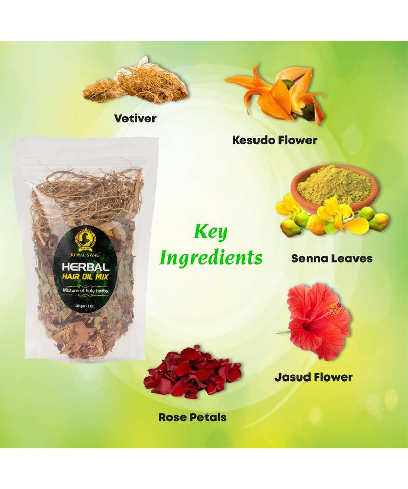 Royal Swag Ayurvedic Hair Oil Mix Combo Pack with Herbal Mix for Healthy Hair Growth Natural Dried Herbs 30G (Pack of 2)