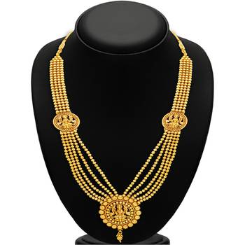 Attractive Five Strings Temple Jewellery Gold Plated Necklace Set 3