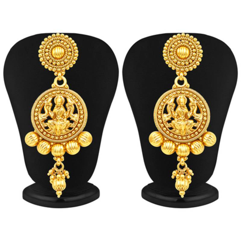 Attractive Five Strings Temple Jewellery Gold Plated Necklace Set