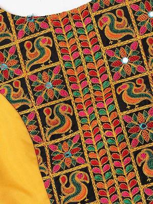 Black Embroidered Cotton Traditional Navratri Dandiya Raas Garba Festival Function Semi Stitched Lehenga Choli 4