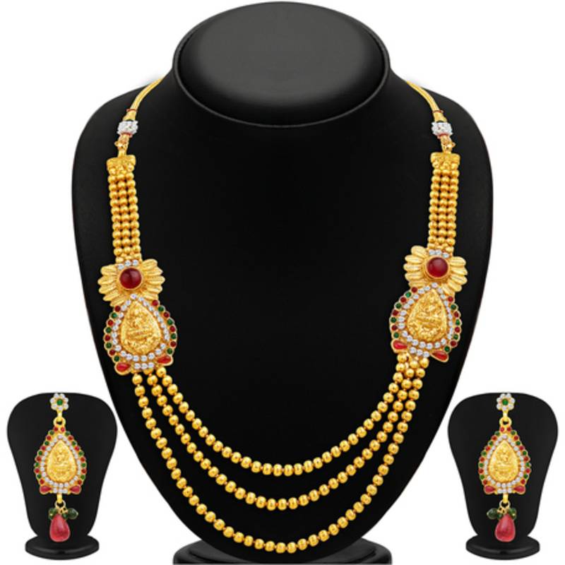 Incredible Three Strings Temple Jewellery Gold Plated Necklace Set Sukkhi Online Private