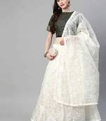 Off-white embroidered organza semi stitched lehenga