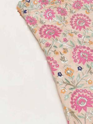 Peach embroidered art silk semi stitched lehenga 5