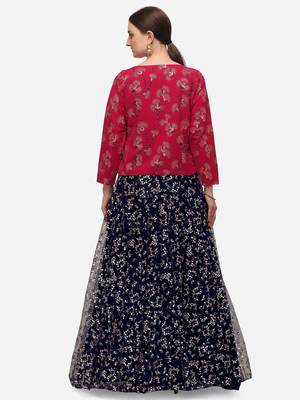 Black jacquard net semi stitched lehenga 2
