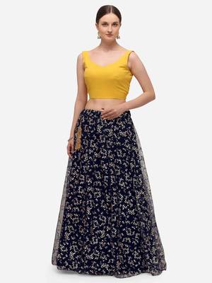Black jacquard net semi stitched lehenga 5