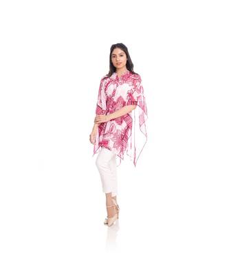 Pink and White Floral Print Multiway Button Poncho to keep you updated with the Latest Fashion 1