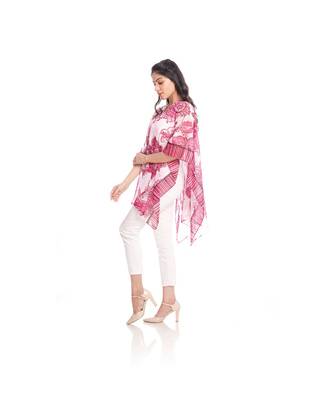 Pink and White Floral Print Multiway Button Poncho to keep you updated with the Latest Fashion 3